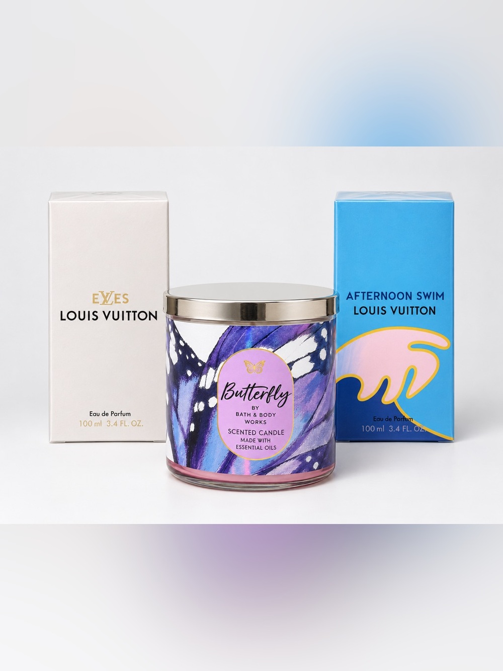 Louis Vuitton Eyes & Afternoon Swim 100ml EDP +Bath Body Works Butterfly Candle